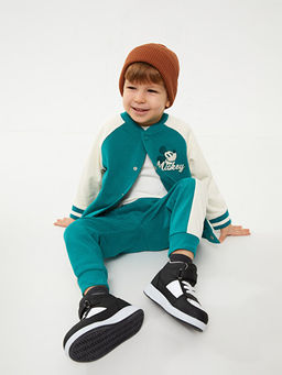 Beli Lastikli Mickey Mouse Bask?l? Erkek Bebek E?ofman Alt