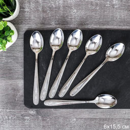 Ложка чайная 6 штук Серебро 21 Spark/ MJXA7 /уп 100/шлифовка глянец - ГалеонТрейд фото 2