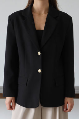 Siyah Normal/Regular Kal?p Dokuma Blazer Ceket TWOAW26BC00040