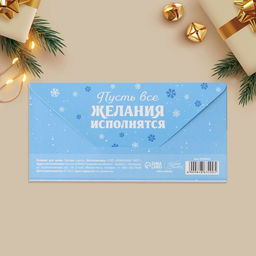 Цена за 10 шт. Конверт для денег «Пусть все желания исполнятся в Новом году», 16.5×8 см