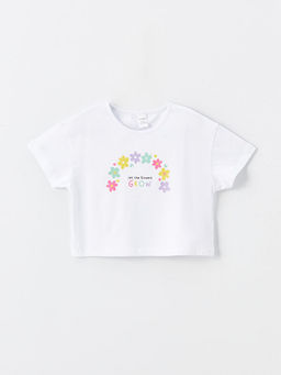 Bisiklet Yaka K?sa Kollu ?i?ek Desenli K?z Bebek Ti??rt