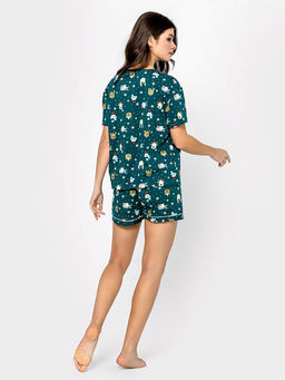 Комплект женский (джемпер, шорты) зеленый с принтом зверята - Mark formelle фото 2