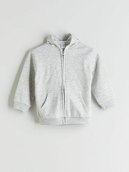 Kap??onlu Uzun Kollu K?z Bebek Fermuarl? Sweatshirt