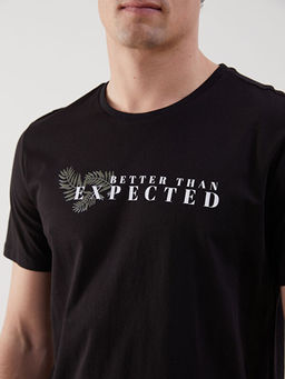 Bisiklet Yaka K?sa Kollu Bask?l? Penye Erkek Ti??rt