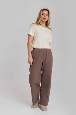Брюки свободного кроя М325264кг какао/горчица - Елена фото 2