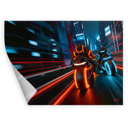 Плёнка цветная для школьных уроков труда арт.72998/ 200 НОЧНЫЕ МОТОЦИКЛИСТЫ (50х70 см, голубой, оран