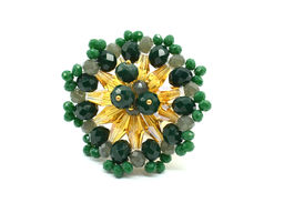 Кольцо из циркона цв.зеленый Радуга камня