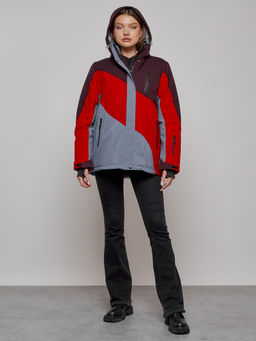 Горнолыжная куртка женская зимняя большого размера красного цвета 2308Kr - Mtforce фото 17