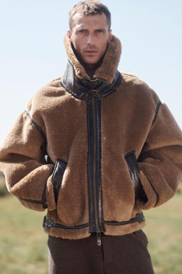 FAUX LEATHER AND SHEEPSKIN JACKET WITH CONTRAST LIMITED EDITION - Zara фото 3