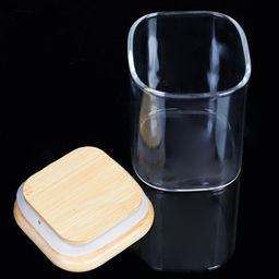 Банка квадратная бамбуковая крышка 200 мл диаметр 60/08 см / LCSC2106 /уп 200/ - Галеонтрейд фото 4