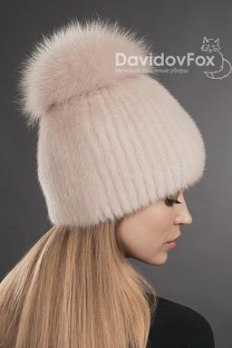 Шапка Лыжница норка дымчатая роза