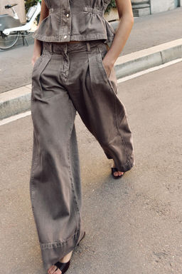 JEANS Z1975 WIDE LEG TIRO MEDIO PINZAS / Marr?n vigor? - Zara фото 2