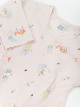 Комбинезон для девочки с длиным рукавом 2шт., бел/роз - Lesi kids фото 2