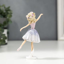 Цена за 6 шт. Фигурка полистоун «Балерина с кудрями, в розово-сиреневом платье», 13×3.5×6.5 см