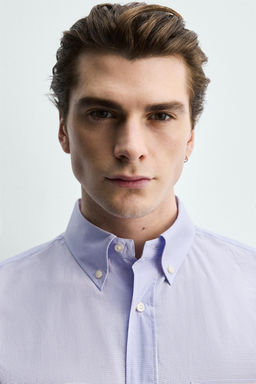 CAMISA REGULAR FIT CUADROS / Lila / Blanco - Zara фото 5