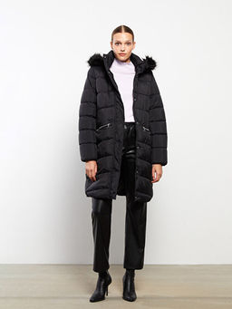 Kap??onlu D?z Uzun Kollu Kad?n ?i?me Mont