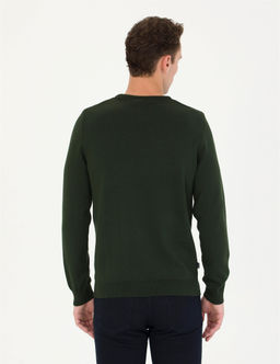 Koyu Ye_il Slim Fit Bisiklet Yaka Basic Triko Kazak - Pierre cardin фото 5