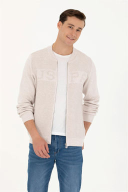 U. S. Polo Assn Мужской кардиган из меланжевого трикотажа с камнями