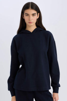 Relax Fit Kapusonlu Basic Duz Sweatshirt - Defacto фото 4