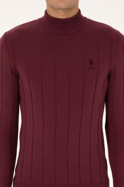 Erkek Slim Fit Yar_m Bal_k__ Yaka Bordo Kazak - U.s. polo assn фото 6