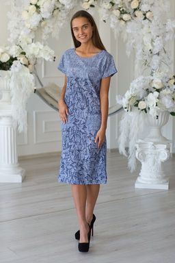 Туника женская из кулирки Льняная палитра-2 синий - Амадэль фото 3