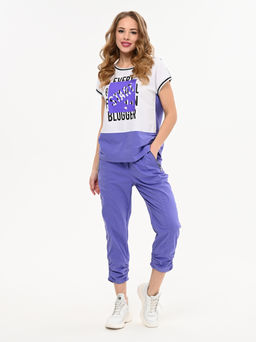 футболка Блузон из хлопчатобумажной ткани с яркими вставками и принтом - А+б коллекция фото 5