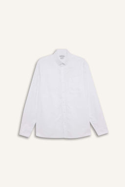 Regular Fit Oxford Cepli Uzun Kollu Basic Duz Beyaz Gomlek - Defacto фото 7
