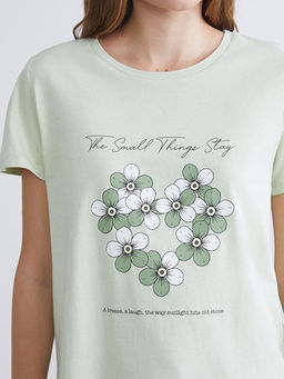 Bisiklet Yaka Bask?l? Kad?n Ti??rt