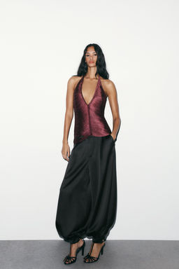 HALTER TOP WITH FRINGING