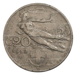 Монета 20 чентезимо 1912 года Италия