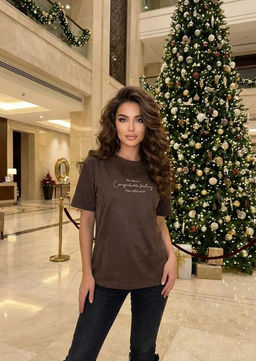 K13311 Футболка из замши КОРИЧНЕВЫЙ