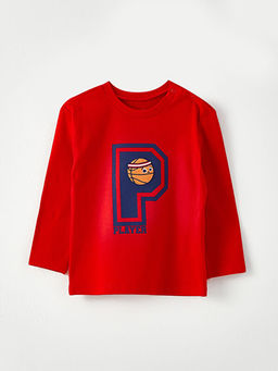 Bisiklet Yaka Uzun Kollu Bask?l? Pamuklu Erkek Bebek Ti??rt 2li - Waikiki фото 2