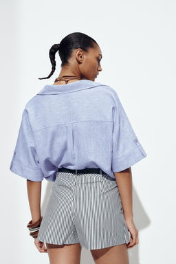 STRIPED CULOTTES WITH BELT - Zara фото 4