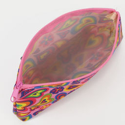 Цена за 2 шт. Косметичка-пенал на молнии, плоская, маленькая, с рисунком Яркие сердечки, розовая/разноцветная - Simaland фото 3