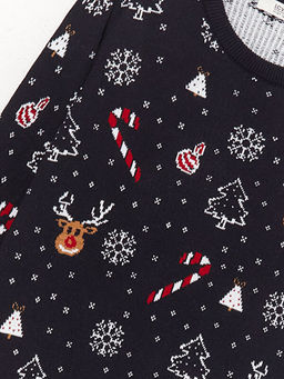 Bisiklet Yaka Y?lba?? Temal? Uzun Kollu Erkek ?ocuk Triko Kazak