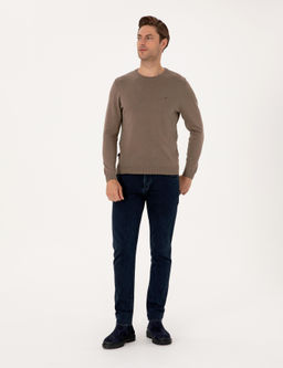 Vizon Melanj Slim Fit Bisiklet Yaka Basic Triko Kazak - Pierre cardin фото 4