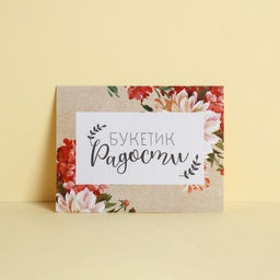 Цена за 20 шт. Открыткакомплимент Букетик радости, 8?6 см