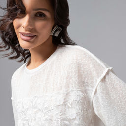 Футболка комбинированная с вышивкой, Буду тебе сниться (айвори) - Charutti фото 3