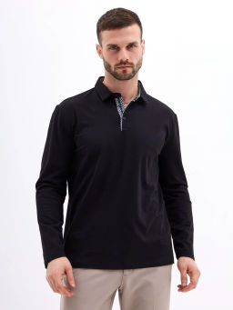 Джемпер мужской с воротником поло GREG G155-KO1246-SA5111 (черный)  фото 4