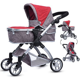 Коляска - трансформер 9620 для кукол, металлическая, регулируемая ручка, с корзиной, в пакете