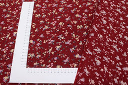 Штапель Премиум Цветочная грация цв.вишневый, ш.1.45м, вискоза-100%, 120гр/м.кв - Купава фото 4