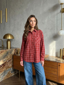 K13371 Рубашка OVER SIZE КРАСНЫЙ