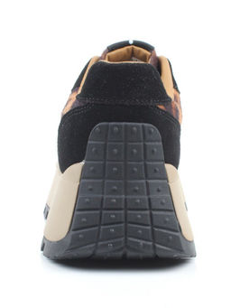 04-PDH362-1 BLACK/LEOPARD Кроссовки демисезонные женские (натуральная замша, натуральная кожа)