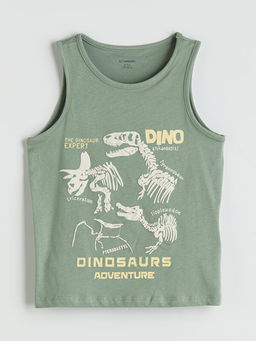 Bisiklet Yaka Dinozor Bask?l? Erkek ?ocuk Atlet