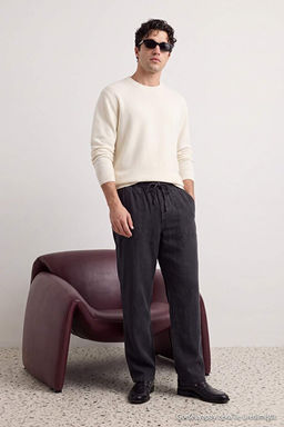 Siyah Kot G_r_n_ml_ Straight Fit Erkek Pantolon TMNAW27PL00003