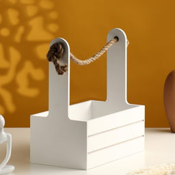 Подарочный ящик «Аром», деревянный, ручка - канат, белый, набор 3 шт.