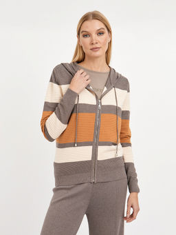 кардиган женский на молнии в широкую полоску