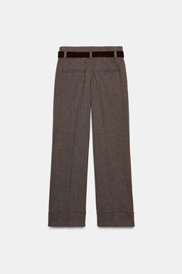 HERRINGBONE TROUSERS WITH BELT - Zara фото 7