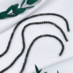 Бусины для украшений из серебристого Обсидиана 39 см