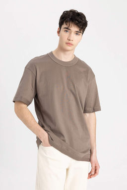 Футболка свободного покроя с круглым вырезом и короткими рукавами - Defacto фото 4